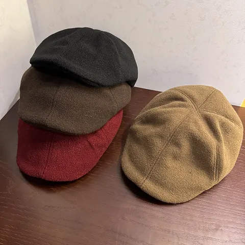 Retro Woolen Flat Cap For Women Winter Warm Beret Hat Solid Color Vintage Newsboy Cap Japanese Style Painter Hat