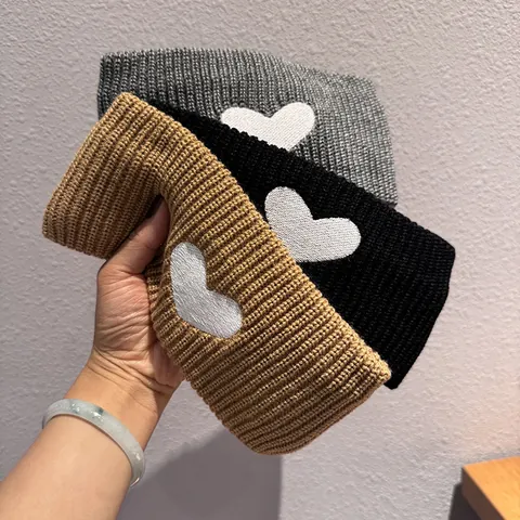 Women's Knit Headband Wide Winter Warm Heart Pattern Hair Band Elastic Headwrap For Sport Yoga Face Wash Accessories