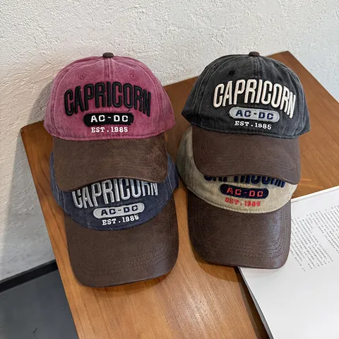 Gorra de Béisbol de Patchwork de Algodón Lavado Vintage Para Hombre Mujer Ajustable Bordado Desgastado Casual Sombrero de Sol