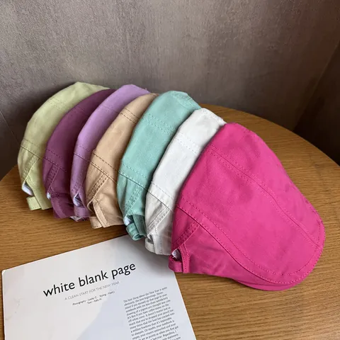 Coppola Giapponese in Cotone Vintage per Uomo Donna Tinta Unita Regolabile Berretto Newsboy Cappello da Pittore Parasole