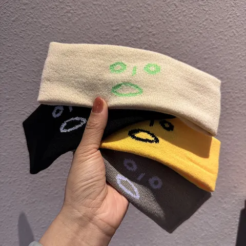 Knitted Sport Sweatband For Women Korean Style Expression Jacquard Headband Elastic Wide Hairband For Makeup Daily Accessary