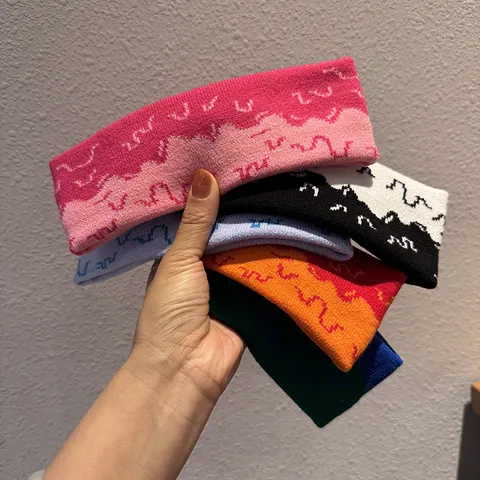 Fascia Sportiva in Maglia da Donna Motivo a Onde Fascia Larga Elastica per Corsa Fitness Yoga Moda Accessori per Capelli