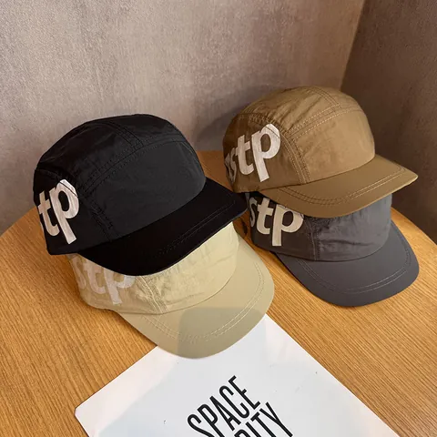 Men Women Outdoor Quick Dry 5 Panel Camp Cap American Streetwear Short Brim Sun Protection Baseball Hat Adjustable Sport Cap