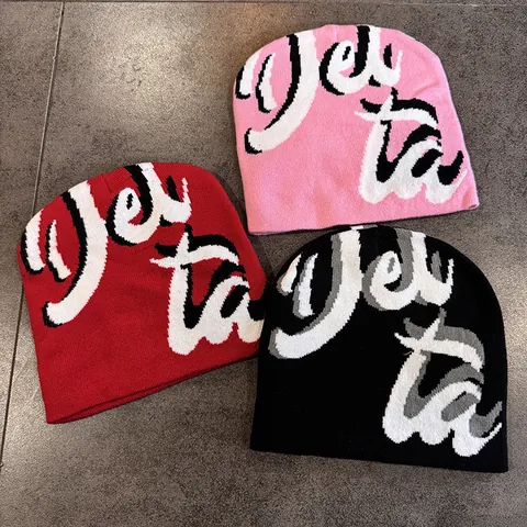 Bonnet en Tricot Jacquard Lettres Personnalisé Unisexe Streetwear Hip Hop Bonnet d'Hiver Chaud en Acrylique Pour Hommes Femmes Chapeau Décontracté
