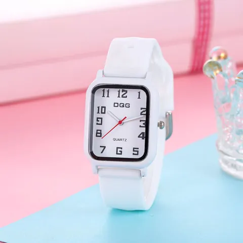 Orologio da Donna Casual Quadrato al Quarzo Cinturino in Silicone Quadrante Minimalista con Numeri Arabi Regalo per Ragazze Studenti