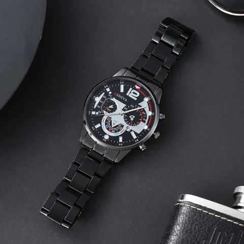 Reloj de Cuarzo para Hombre Moda Deportiva Calendario Luminoso Banda de Aleación Reloj de Pulsera para Hombre Estilo de Negocios Casual Regalo