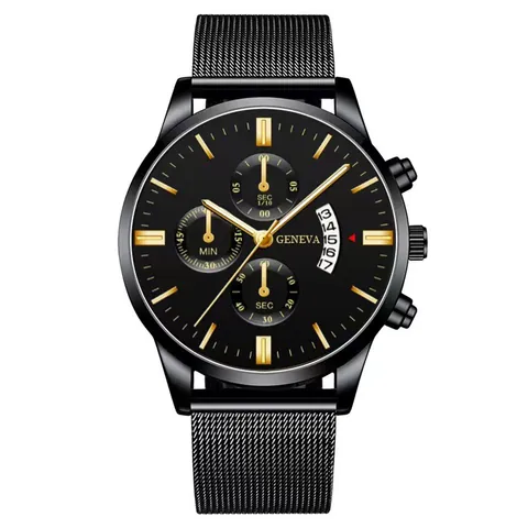 Orologio al Quarzo da Uomo Business Cinturino in Maglia Milanese Lega Calendario Analogico Orologio da Polso Casual per Ufficio