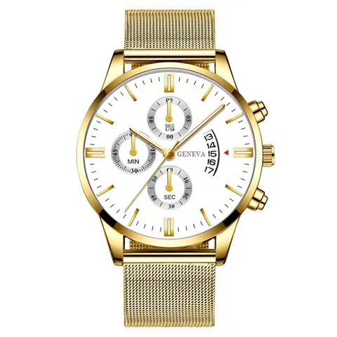 Orologio al Quarzo da Uomo Business Cinturino in Maglia Milanese Lega Calendario Analogico Orologio da Polso Casual per Ufficio