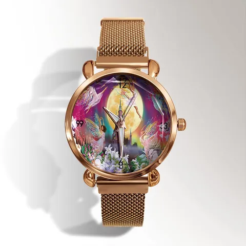 Orologio al Quarzo Donna Illustrazione Artistica Motivo Castello delle Fate Cinturino Magnetico Milanese Regalo