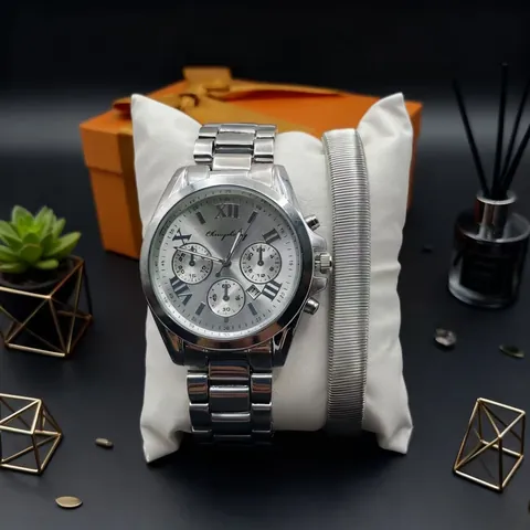 Silber Edelstahl Quarz Paare Armbanduhr Und Armband Kollektion Mode Römische Zahlen Uhren Für Herren Damen Geschenk