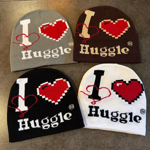 Unisex Winter Warm Gebreide Beanie Hoed Streetwear Acryl Pixel Hart Huggle Letter Patroon Cuff Skull Cap Voor Heren Dames