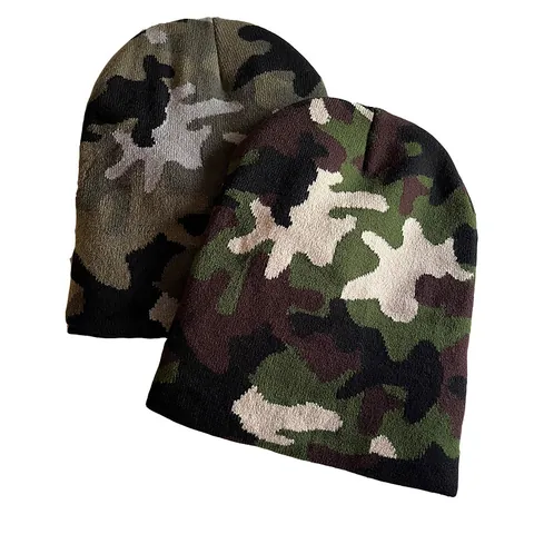 Berretto Mimetico per Uomo Donna Inverno Caldo Acrilico Lavorato a Maglia Cuffia Sport all'Aperto Casual Skull Cap