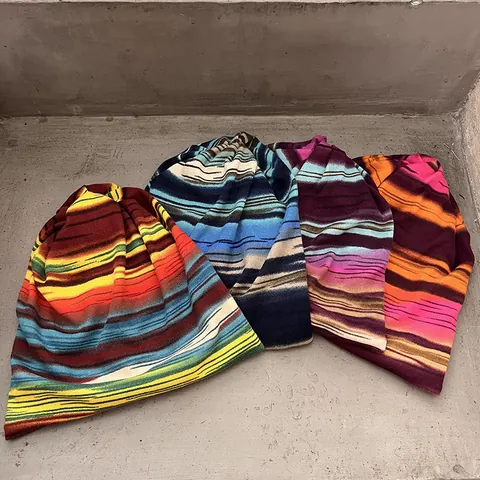 Striped Beanie Hat Women Winter Warm Knit Slouchy Neck Gaiter Dual Use Soft Pullover Striped Headwear Outdoor Fashion