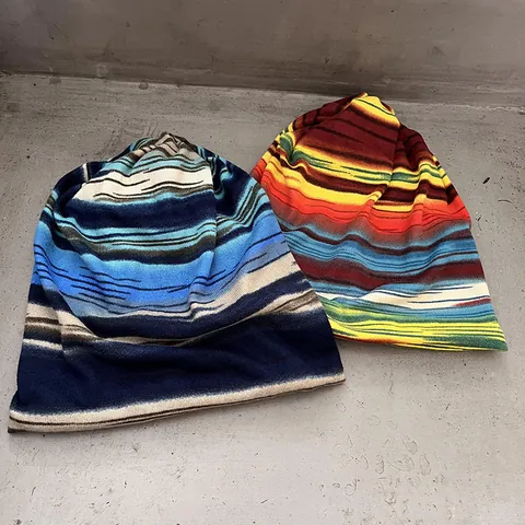 Striped Beanie Hat Women Winter Warm Knit Slouchy Neck Gaiter Dual Use Soft Pullover Striped Headwear Outdoor Fashion