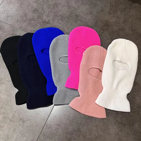 Knitted Balaclava Face Mask For Women Men Acrylic Warm Windproof Single Hole Winter Outdoor Ski Mask Full Face Cover
