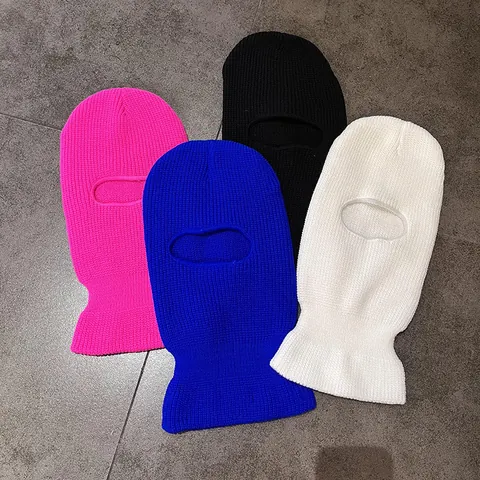 Knitted Balaclava Face Mask For Women Men Acrylic Warm Windproof Single Hole Winter Outdoor Ski Mask Full Face Cover