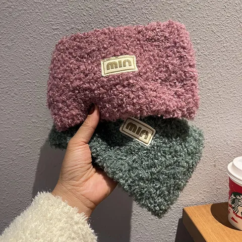 Γυναικεία Χειμερινή Πλεκτή Κορδέλα από Teddy Fleece Φαρδιά Θερμαντική Αυτιών Μαλακή Λούτρινη Κορδέλα με Μπάλωμα Γράμμα Αξεσουάρ Μαλλιών