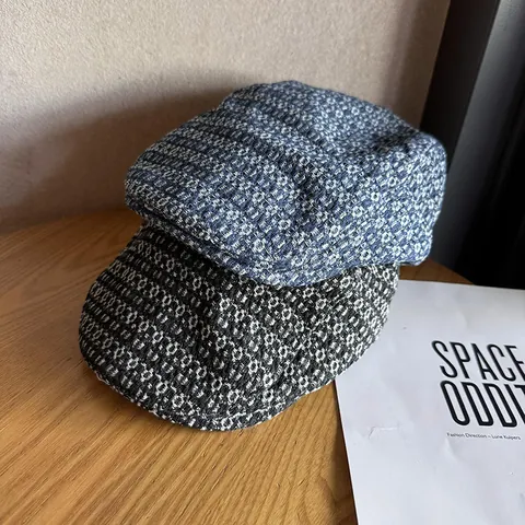 Vintage Jacquard Denim Flat Cap For Men Women British Newsboy Hat Adjustable Cotton Duck Tongue Hat Casual Accessory