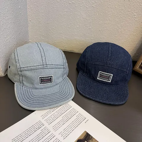 Βίντατζ Πλυμένο Ντένιμ Καπέλο Camper 5-Panel Ρετρό Ρυθμιζόμενο Καπέλο Μπέιζμπολ Με Επίπεδο Γείσο Για Άνδρες Γυναίκες Streetwear Προστασία Από Τον Ήλιο