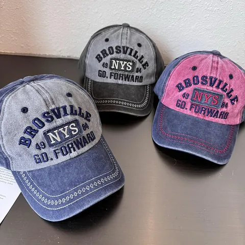 Amerikanische Vintage Gewaschene Baumwolle Baseballkappe Distressed Buchstabenstickerei Gebogene Krempe Verstellbarer Sonnenhut Für Herren Damen