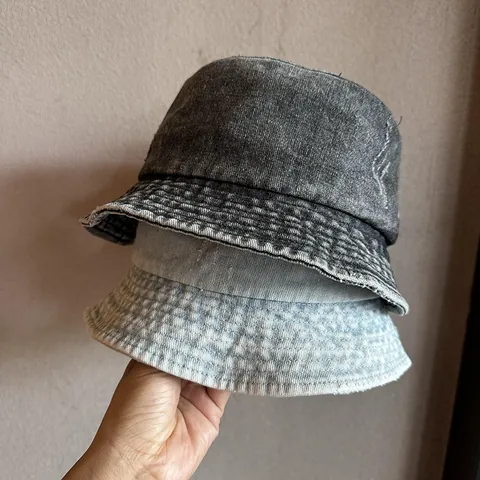 Damen Vintage Gewaschen Denim Anglerhut Distressed Fransenrand Sonnenschutz Sommer Sonnenhut Faltbar Lässig Fischerhut
