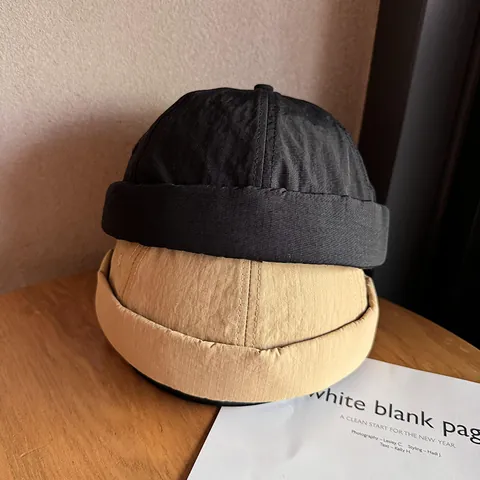 Retro Unisex Dockermütze Randlose Totenkopfkappe Schnelltrocknend Ripstop Polyester Verstellbar Miki Hut Streetwear Casual Outdoor Kappe