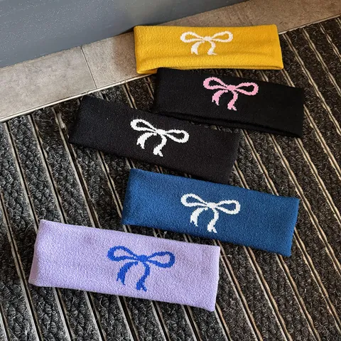 Women Knitted Elastic Bow Hairband Korean Style Casual Sports Wide Headband Sweatband For Face Washing Hair Accessories