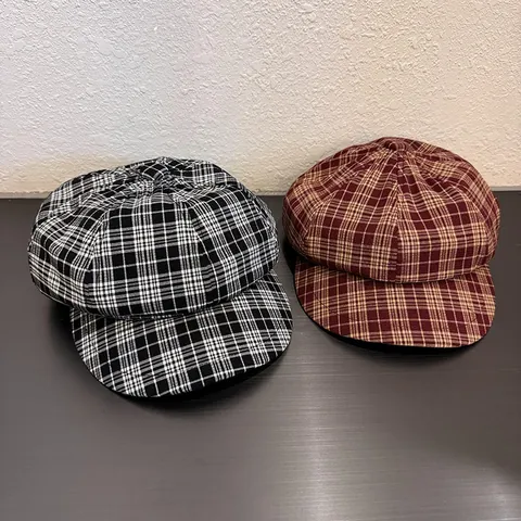 Dames Retro Ruitjes Newsboy Pet Vintage Katoen Polyester Geruite Baker Boy Pet Britse Stijl Achtkantige Baret Schilderspet