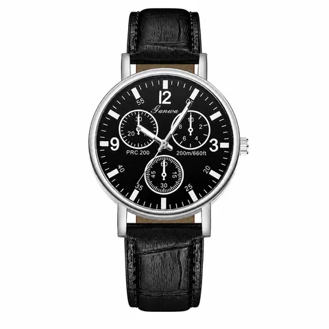 Men's Fashion Quartz Watch With Crocodile Texture Faux Leather Strap Classic Circular Dial Decorative Sub-dials For Business Casual Office Men Jewelry