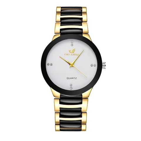 Reloj de Cuarzo Orlando Pulsera de Acero de Aleación Esfera de Strass Casual de Negocios Impermeable