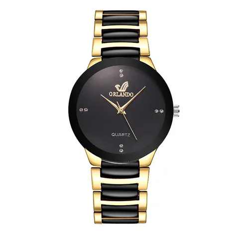 Reloj de Cuarzo Orlando Pulsera de Acero de Aleación Esfera de Strass Casual de Negocios Impermeable