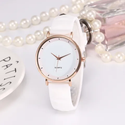 Mode Dames Minimalistisch Quartz Horloge Met Golftextuur Siliconen Band Roségouden Legering Kast Dagelijks Polshorloge Cadeau
