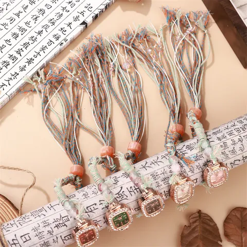 Dames Etnisch Handgemaakt Gevlochten Quartz Horloge Vierkante Wijzerplaat Met Strass Kwastje Kralen Armband Horloge Retro Boho Cadeau