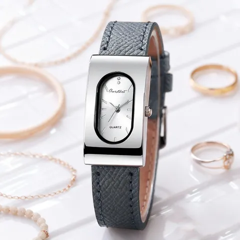 Women's Vintage Rectangular Quartz Watch Elegant Faux Leather Strap Oval Dial Analog Wristwatch Lady Fashion Jewelry Gift