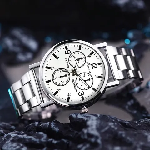 Herren Business Casual Quarzuhr Mit Edelstahlband Rundem Zifferblatt Leuchtzeigern Datumsanzeige 30M Wasserdicht Armbanduhr