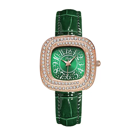 Reloj de Cuarzo de Moda para Mujer Esfera Cuadrada con Strass Correa de Cuero PU Reloj de Pulsera de Lujo Informal Para Damas
