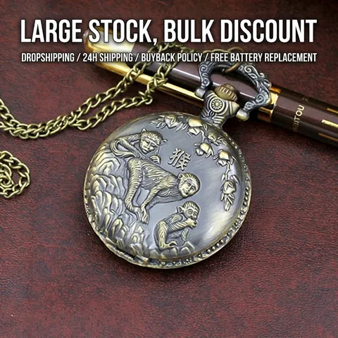 Vintage Bronze Chinesische Tierkreiszeichen Taschenuhr Quarz 3D Relief Flip Taschenuhr Für Herren Damen Retro Halskette Anhänger Uhr