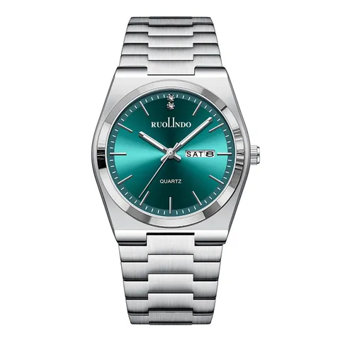 Reloj de Cuarzo para Hombre de Acero Inoxidable Impermeable Luminoso Reloj de Pulsera Casual de Negocios Con Esfera de Doble Calendario