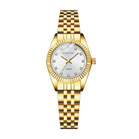 Reloj de Cuarzo de Negocios de Lujo Hombres Mujeres Caja de Aleación Esfera de Estrás Visualización de Fecha Reloj Clásico Joyería Regalo