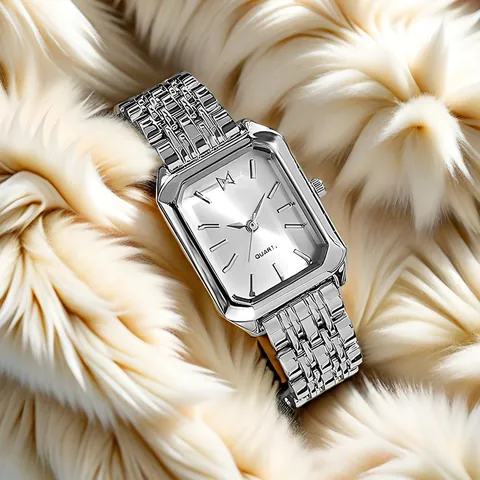 Elegant Women Quartz Watch Octagonal Rectangular Alloy Case Stainless Steel Strap Fashion Minimalist Ladies Wristwatch