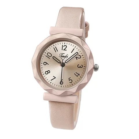 Reloj de Cuarzo para Mujer Moda Bisel de Faceta Geométrica Reloj de Pulsera Casual para Estudiante Correa de Cuero Silicona