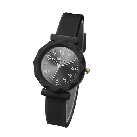 Reloj de Cuarzo para Mujer Moda Bisel de Faceta Geométrica Reloj de Pulsera Casual para Estudiante Correa de Cuero Silicona