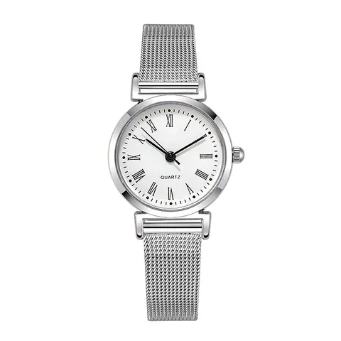 Minimalistisch Edelstahl Mesh Armband Damen Quarzuhr Elegant Zifferblatt Römische Ziffern Lässig Dress Armbanduhr