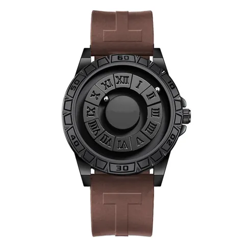 Reloj de Cuarzo Creativo con Bola de Levitación Magnética para Hombres Correa de Silueta Minimalista Moda Negocios