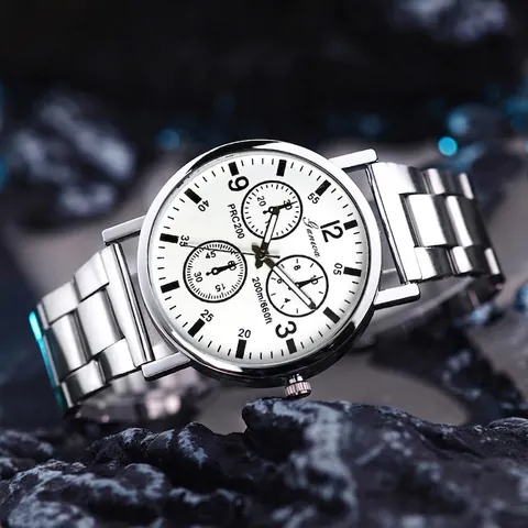 Orologio da Uomo al Quarzo Con Cinturino in Acciaio Inossidabile Business Casual Quadrante Rotondo Analogico Gioielli