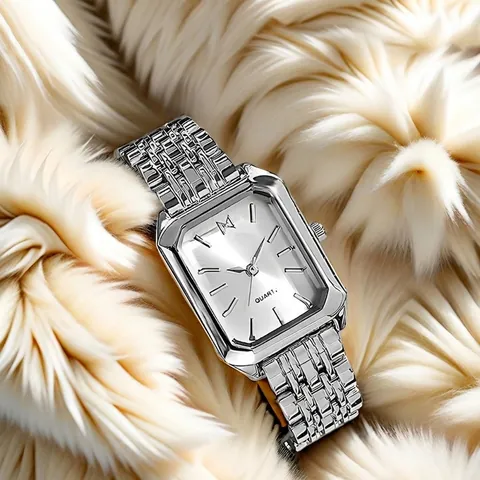 Elegant Women Quartz Watch Octagonal Rectangular Alloy Case Stainless Steel Strap Fashion Minimalist Ladies Wristwatch