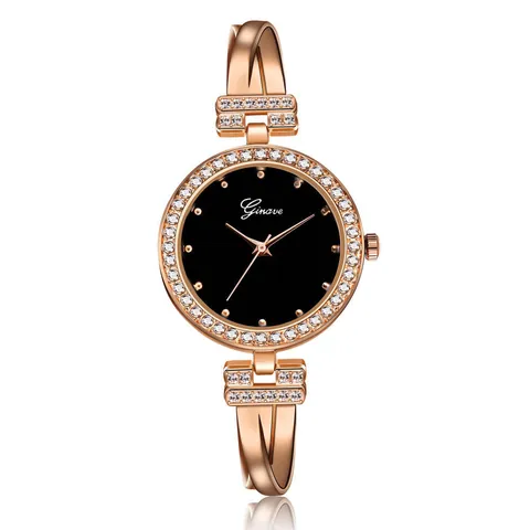 Women Fashion Bracelet Watch Luxury Rhinestone Inlaid Alloy Quartz Wristwatch For Ladies Elegant Dress Accessory Jewelry