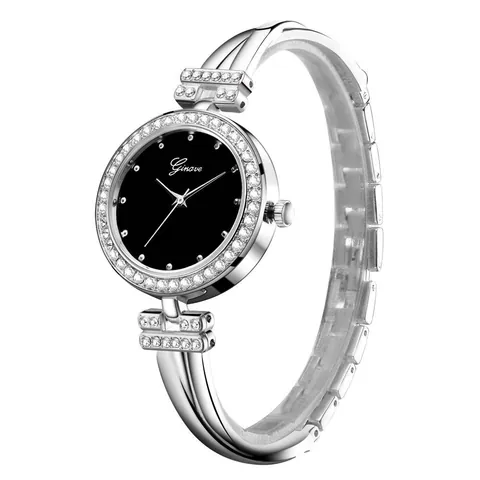 Women Fashion Bracelet Watch Luxury Rhinestone Inlaid Alloy Quartz Wristwatch For Ladies Elegant Dress Accessory Jewelry