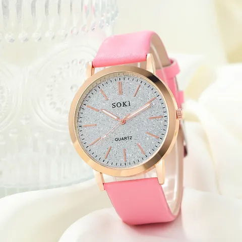 Γυναικείο Ρολόι Quartz Μόδας Με Καντράν Glitter Θήκη από Κράμα Ροζ Χρυσού Λουράκι από Δέρμα PU Κομψό Αναλογικό Ρολόι