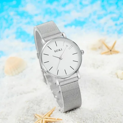Γυναικείο Ρολόι Quartz Μόδας Καντράν με Σχέδιο Καρδιά Μπρασελέ από Ανοξείδωτο Ατσάλι Mesh Κομψό Γυναικείο Ρολόι Χειρός Σετ Κοσμημάτων Ρολόι Βραχιόλι για Γυναικείο Δώρο